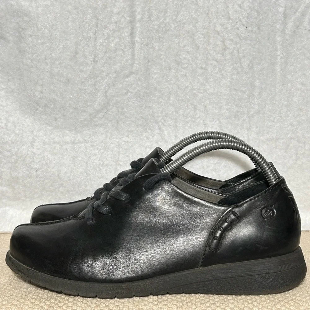 Born Womens Black Leather Nigel Lace Up Casual Comfort Tie Loafer Shoes SZ US 7